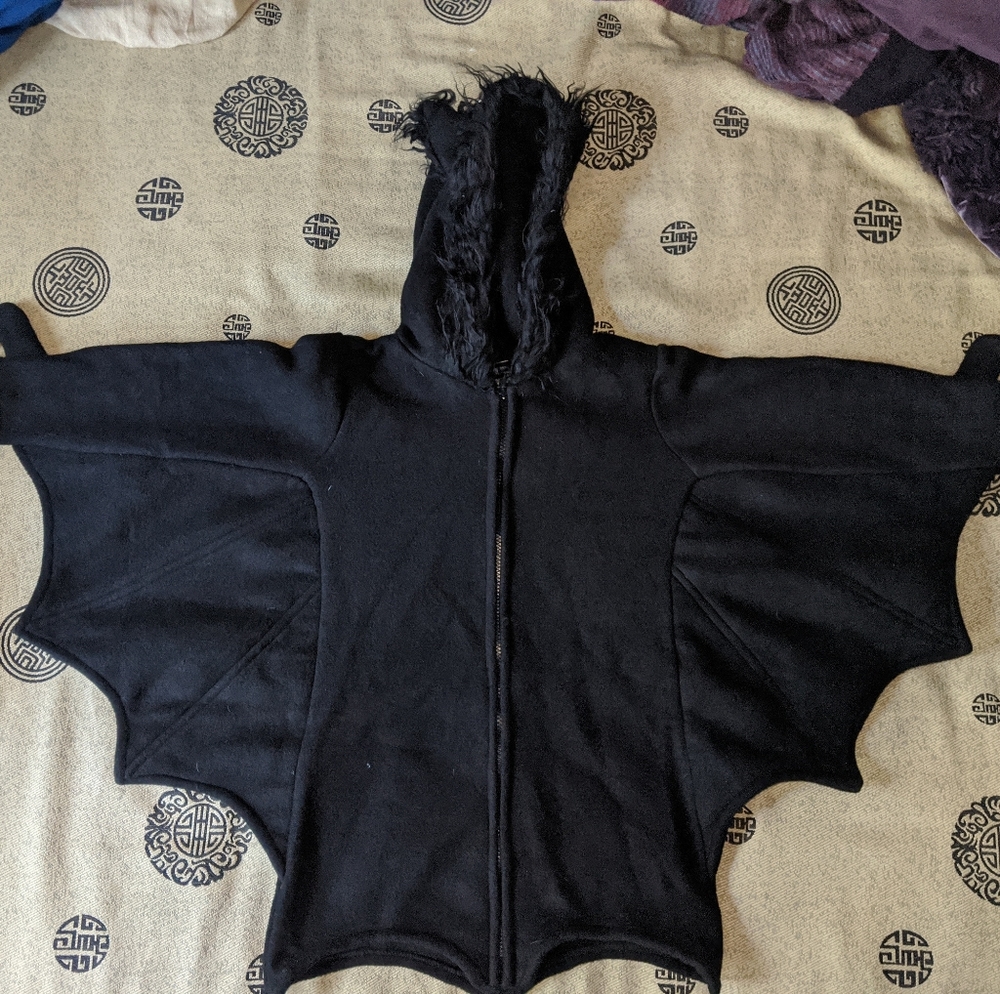Warm fleece hooded bat costume/hoodie